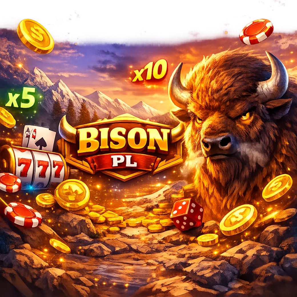 Dynamic promotional banner for Bison Casino featuring rich colors and casino elements